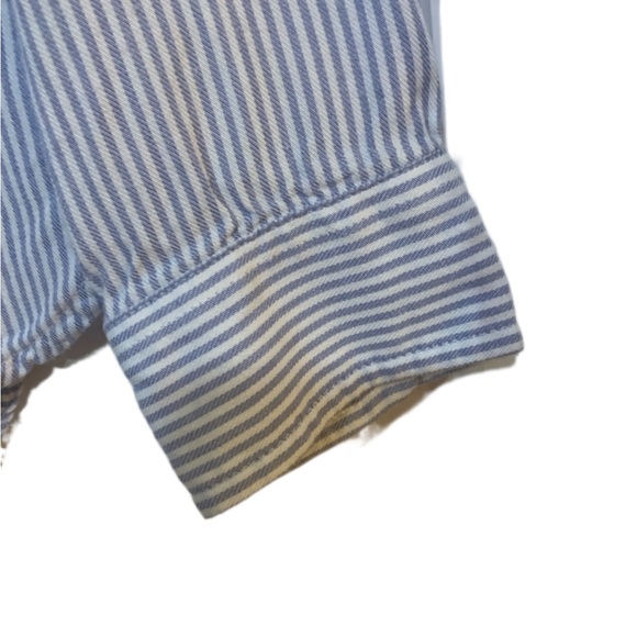 Gap Soft Blue & White Stripe Popover Blouse Size S - Picture 3 of 10